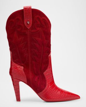 Christian Louboutin Santia Suede Sole Booties - Red