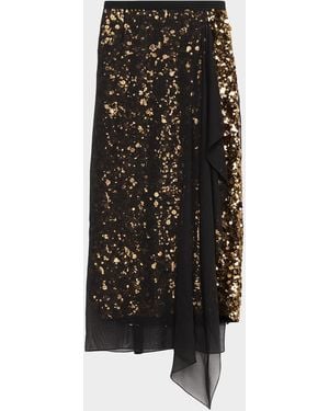 Michael Kors Chiffon-Layered Sequin Midi Skirt - Black