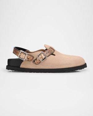 1774 BIRKENSTOCK Tokio Mixed Leather Slingback Mules - White