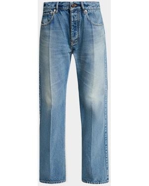 Balenciaga Mid-Rise Faded Denim Straight-Leg Jeans - Blue