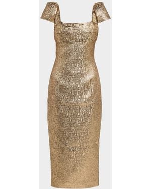 Roland Mouret Draped Lame Jacquard Cocktail Dress - Natural
