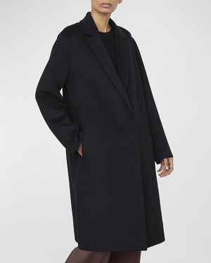 Vince Classic Straight Wool-Blend Coat - Blue