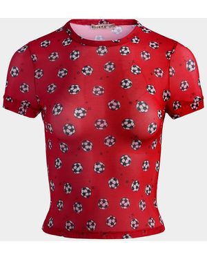 Alice + Olivia Tess Soccer-Printed T-Shirt - Red