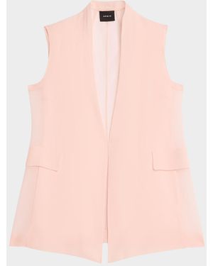 Akris Martina V-Neck Panama Silk Organza Vest - Pink