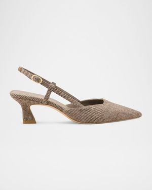 Stuart Weitzman 50Mm Vinnie Twill Slingback Pumps - White