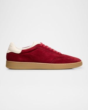 Stuart Weitzman Apos;S Banner Suede Wingtip-Toe Low-Top Sneakers - Natural