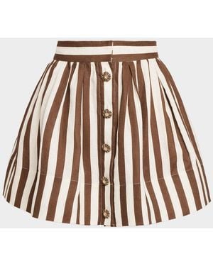 Cara Cara Betty Linen Fit-&-Flare Mini Skirt - Red