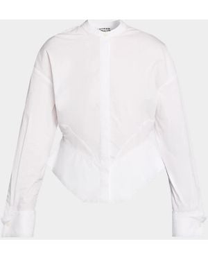 STAUD Rhys Stretch-Cotton Peplum Shirt - White