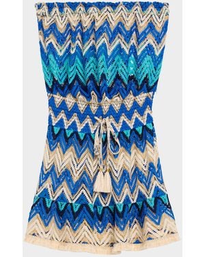 Ramy Brook Chevron Lauryn Mini Dress Coverup - Blue