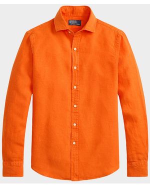 Polo Ralph Lauren Apos;S Slub Linen Button-Down Shirt - Orange
