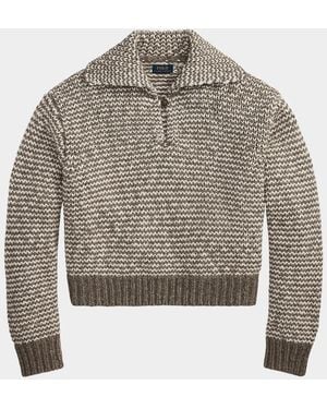 Polo Ralph Lauren Striped Cotton-Blend Sweater - Gray