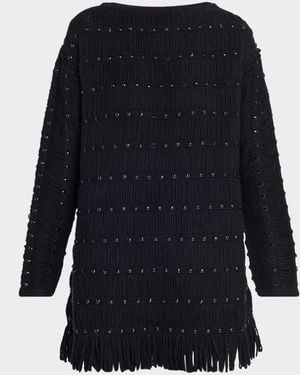 DIOTIMA Notte Crystal Fringed Knit Mini Dress - Blue