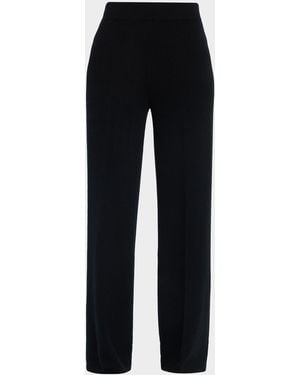 Neiman Marcus Cashmere Straight-Leg Pants - Black