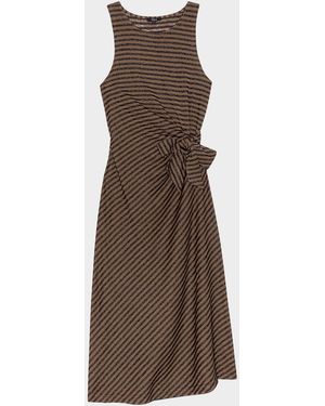 Rails Ricky Stripe Side-Tie Midi Dress - Brown