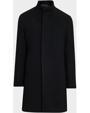 Theory Apos;S Belvin Melton-Textured Wool-Blend Coat - Black