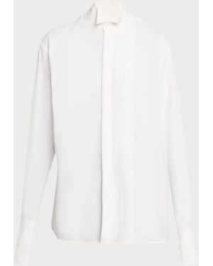 6397 Micro-Pleated Long-Sleeve Shirt - White
