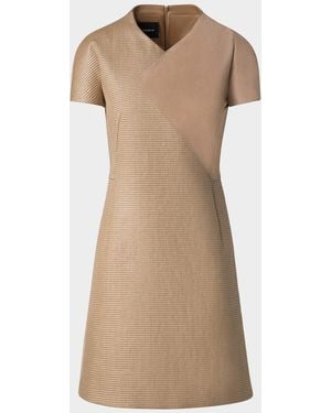 Akris Suede & Raffia-Blend Mini Dress - Natural