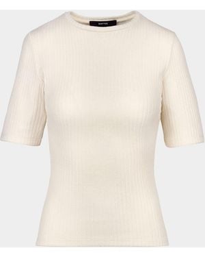 Smythe Elbow-Sleeve Knit Top - Natural