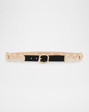 Streets Ahead Interlocking Ring Leather Belt - Natural