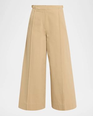 Ulla Johnson Sascha Cropped Wide-Leg Cotton Pants - Natural