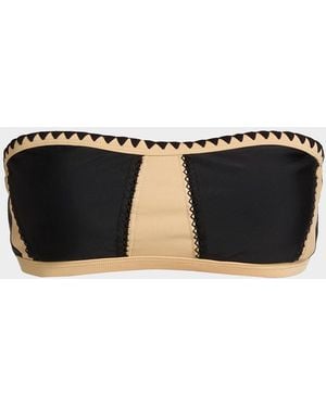 Ramy Brook Leanna Embroidered Colorblocked Bikini Top - Black