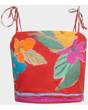 Marie Oliver Wyatt Cropped Floral-Print Cotton Top - Pink