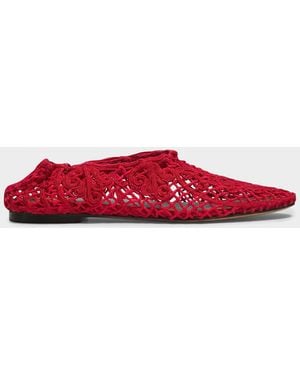 STAUD Simone 35Mm Crochet Leather Sandals - Red