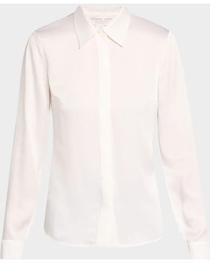 Michael Kors Hansen Charmeuse Button-Front Shirt - White