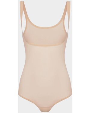 Wolford Form-Fitting Sheer Tulle Bodysuit - Natural