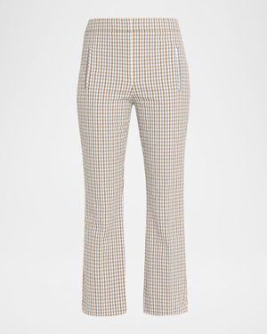 Veronica Beard Arte Plaid Kick-Flare Pants - Natural