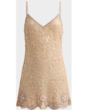LoveShackFancy Lyrica Embellished A-Line Mini Dress - Natural
