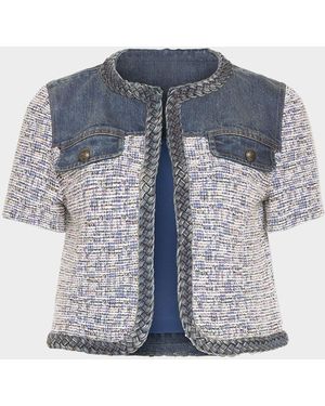 Ramy Brook Libby Mixed-Media Jacket - Blue