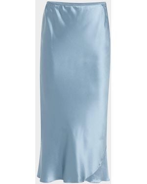 Dorothee Schumacher Sense Of Shine Bias-Cut Silk Satin Midi Skirt - Blue