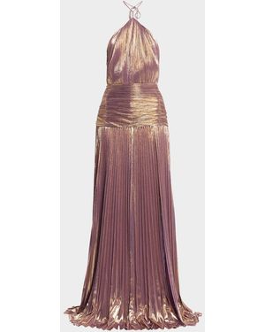 retroféte Thalia Metallic Halter Gown - Purple
