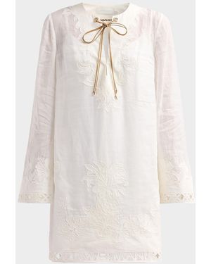 Zimmermann Indra Floral Embroidered Tunic Mini Dress - White