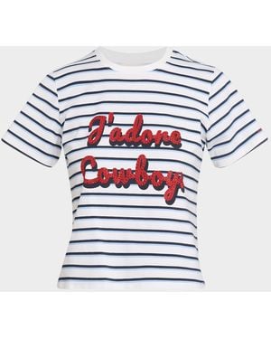 Cinq À Sept J & Apos;Adore Cowboys Embellished Shrunken Tee - White
