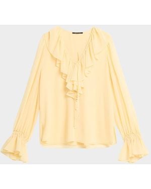 Kobi Halperin Joslyn Ruffle Chiffon Blouse - Natural