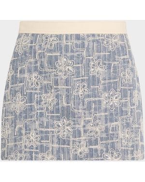 Ramy Brook Theodore Floral Embroidered Mini Skirt - Gray
