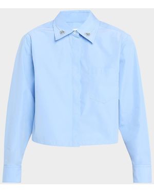 3.1 Phillip Lim Long-Sleeve Shirt With Embellished Collar - Blue