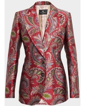 Etro Floral Brocade Single-Breasted Jacket - Red