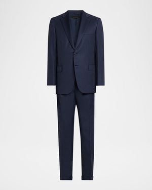 Brioni Apos;S Wool Micro-Herringbone Two-Piece Suit - Blue