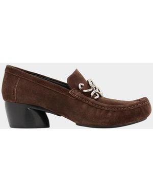 Loewe Oval Double L Suede Loafers - Brown