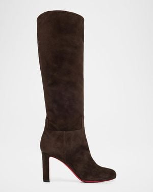 Christian Louboutin 85Mm Loo Botta Suede Sole Knee-High Boots - Brown