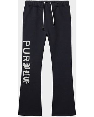 Purple Fleece Flared Pants - Blue