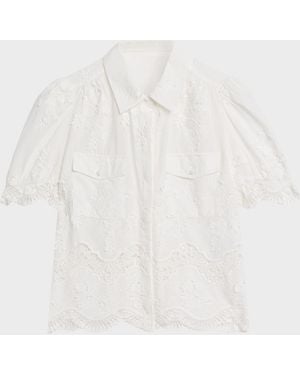 Generation Love Mina 3D Floral Cotton-Voile Shirt - White