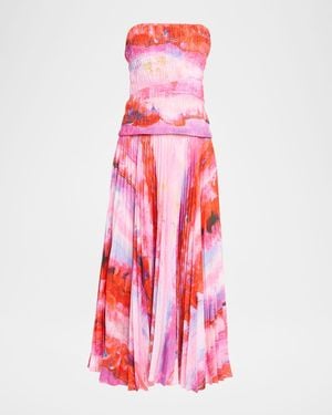 Acler Rockland Floral Strapless Midi Dress - Pink