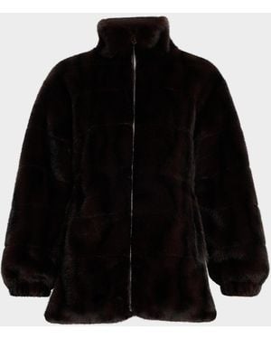 Tahari The Eliana Faux Fur Coat - Black