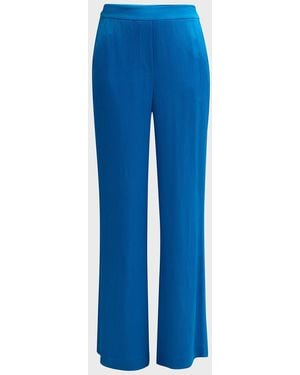 Kobi Halperin Maria Crinkled Back-Slit Straight-Leg Pants - Blue