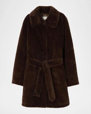 Burberry Belvedere Faux Fur Car Coat - Brown
