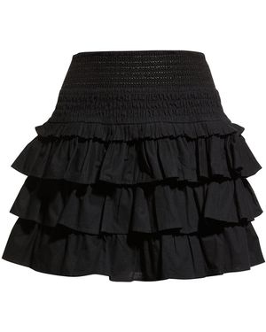 Love The Label Audrey Tiered-Ruffle Smocked Mini Skirt - Black